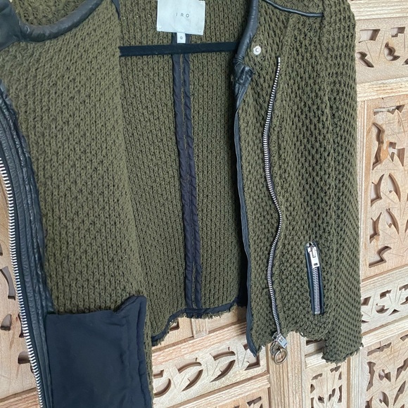 Iro Olive Jacket.  Leather Details, SHW - Picture 7 of 8